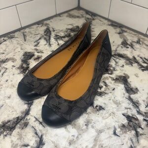 Coach Women's Black and Gray Patterned Flats